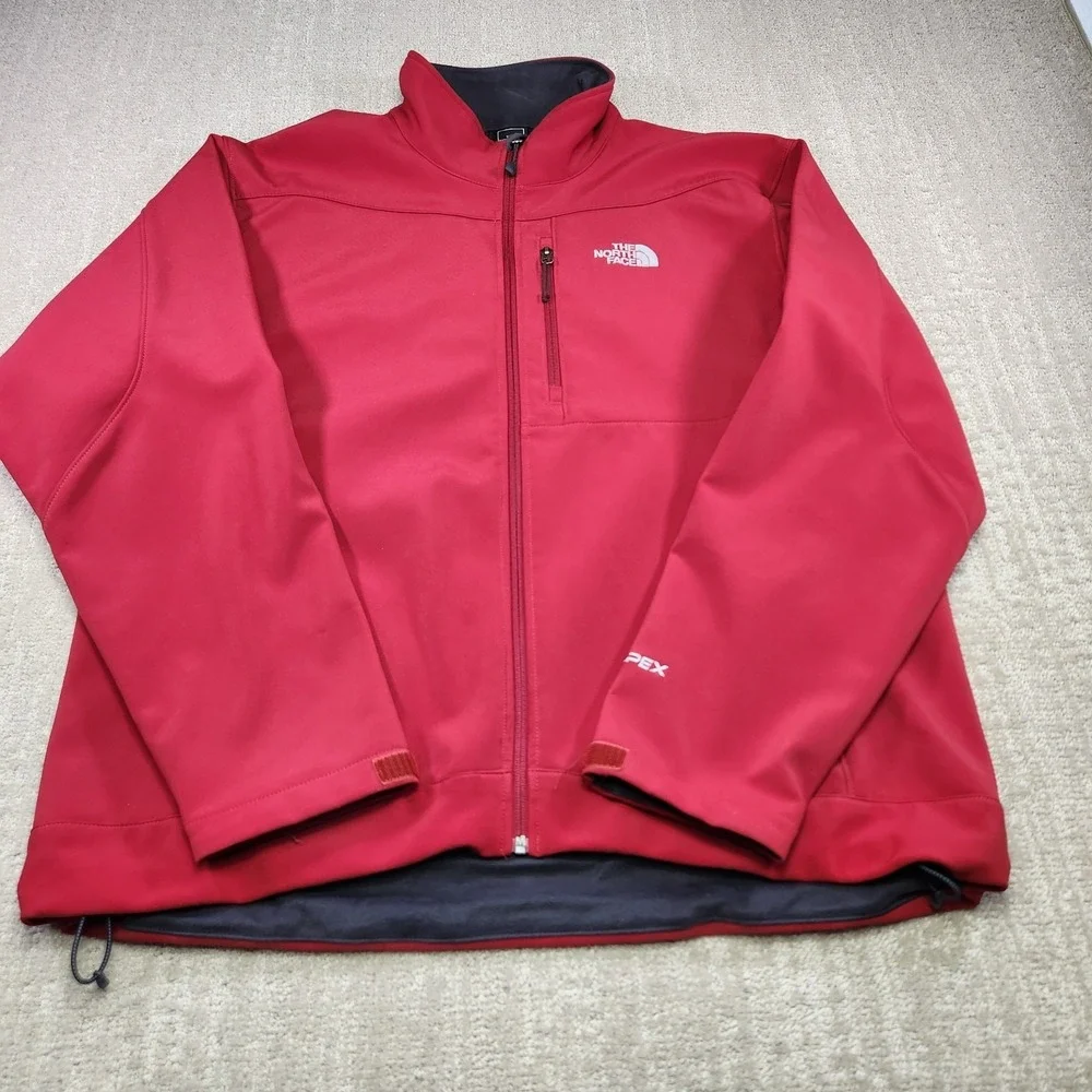 North Face Apex Bionic Jacket Men XL Softshell Fleece Lined Red Full Zip Outdoor